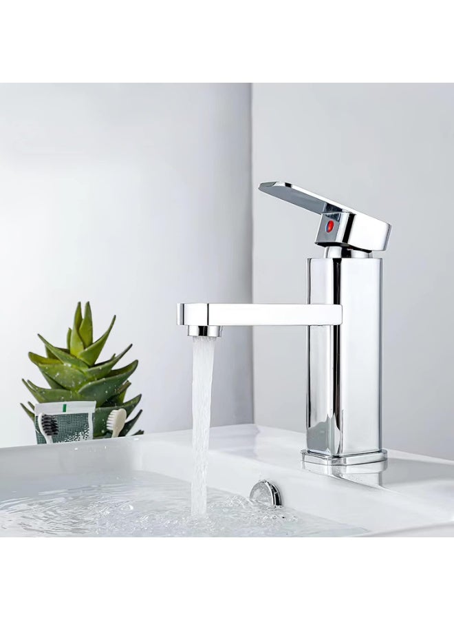 واي دي صنبور حمام مربع عصري بذراع تحكم واحد، خلاط حوض متين، صنبور حمام موفر للمياه، صنبور حوض غسيل أنيق وعصري للاستخدام المنزلي والفندقي - Image 2